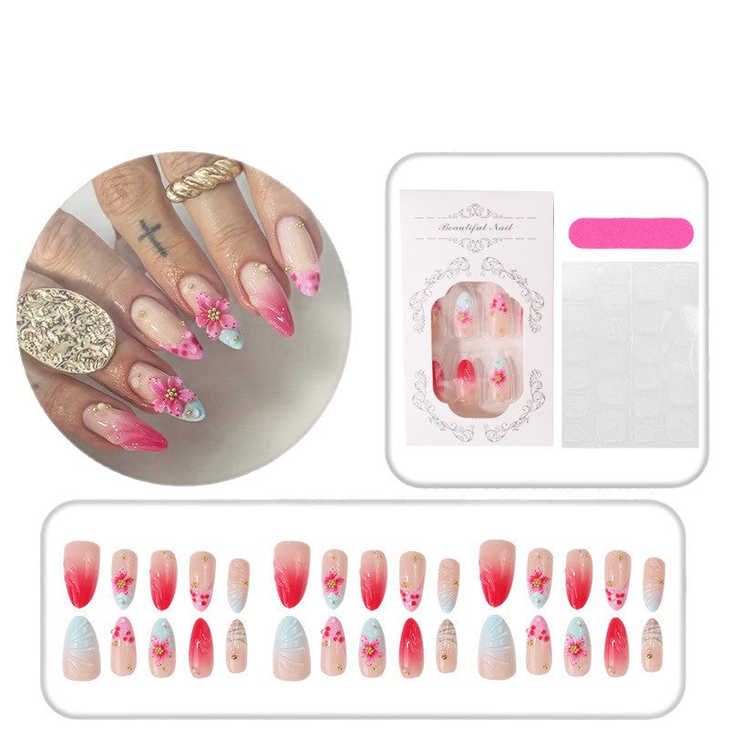 Floral Design Acrylic Nail Tips Set Bowlift