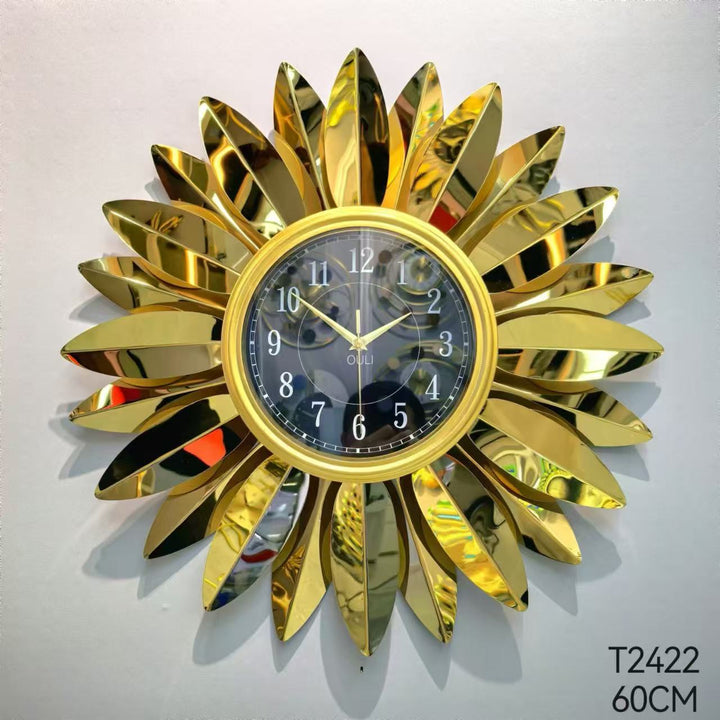 Floral Wall Clock with Leaf Design Bowlift