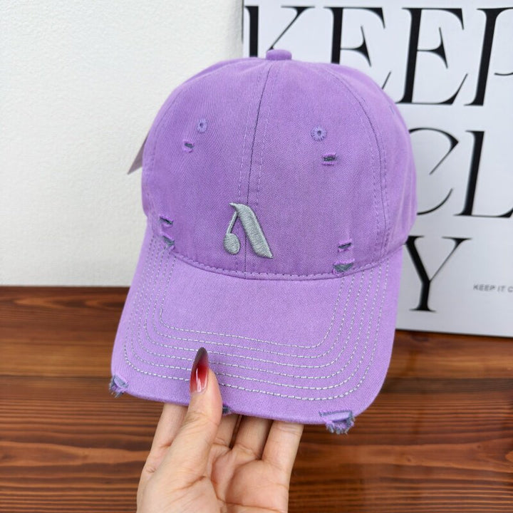 Men's Distressed Denim Style Cap Bowlift