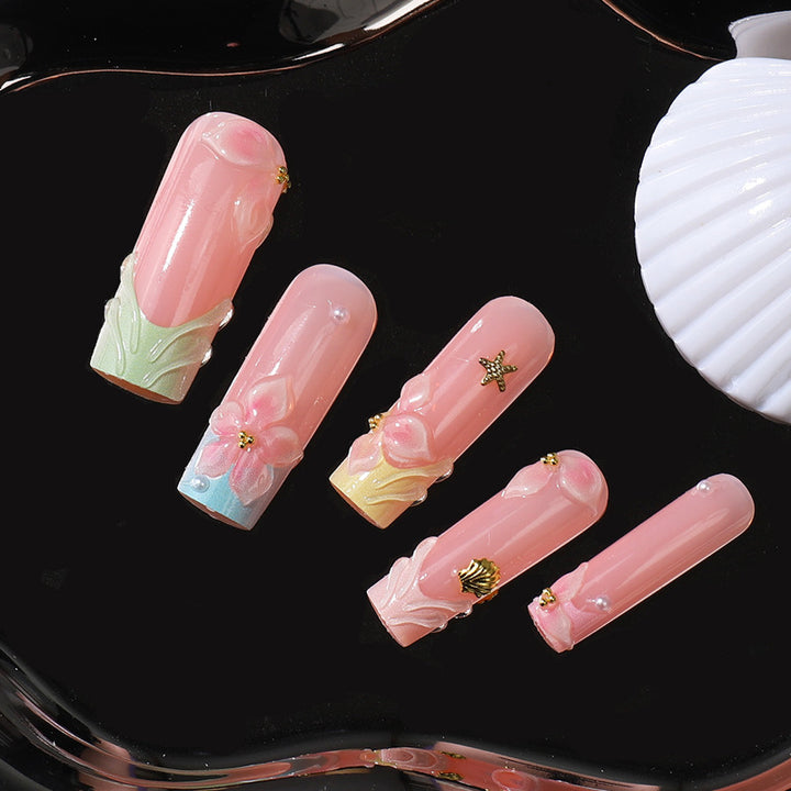 Floral Artisan Press-On Nail Set Bowlift