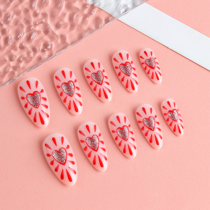 Decorative Heart-Themed Press-On Nails Bowlift