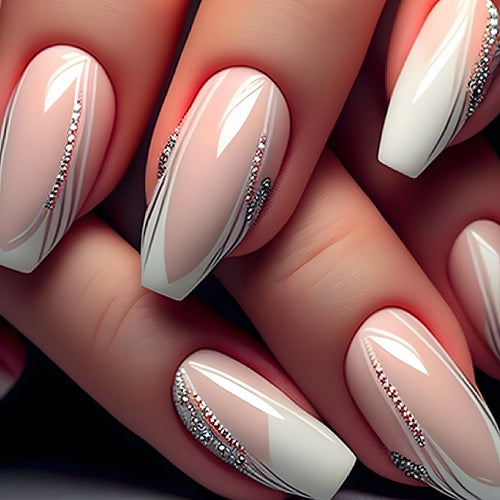 Elegant Stiletto Press-On Nails with Crystal Accents Bowlift