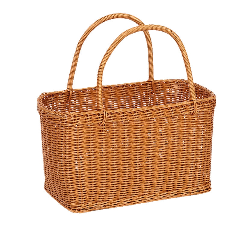 Elegant Woven Picnic Basket Bowlift