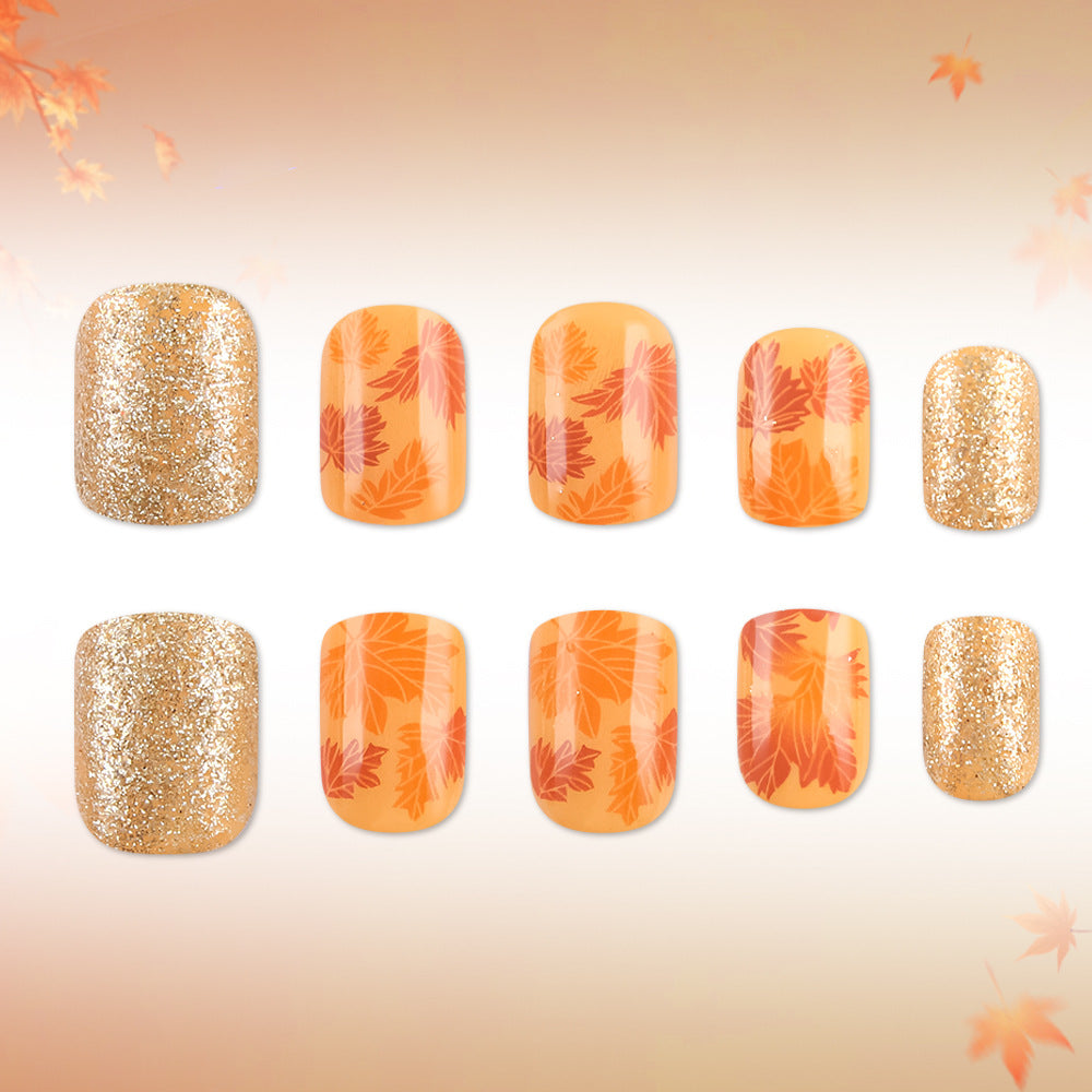 Autumn Leaf Press-On Nail Art Bowlift