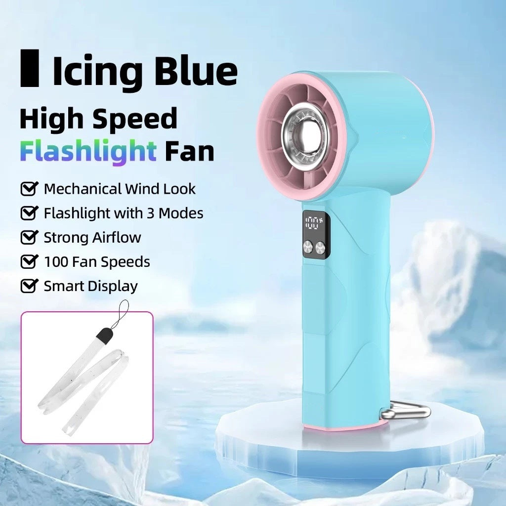 Women's high-speed handheld fan with integrated LED light Bowlift