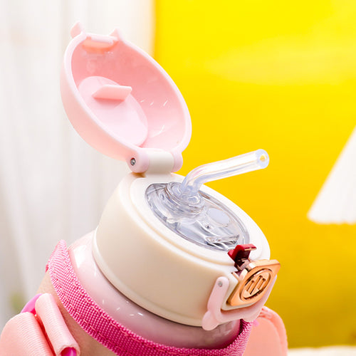 Women's Insulated Drinking Bottle with Cute Animal Design and Practical Carry Strap Bowlift