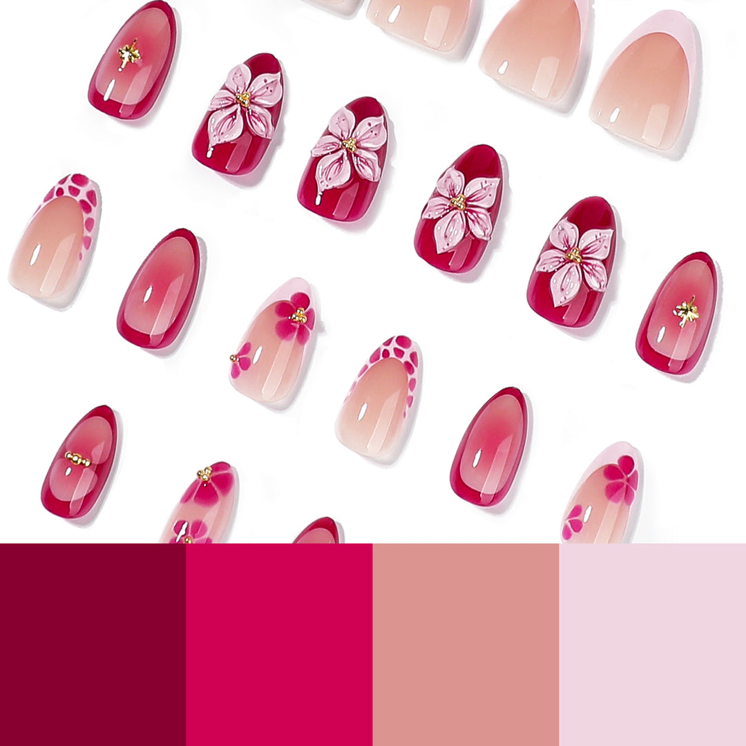Artificial Nail Art with Flower Design Bowlift