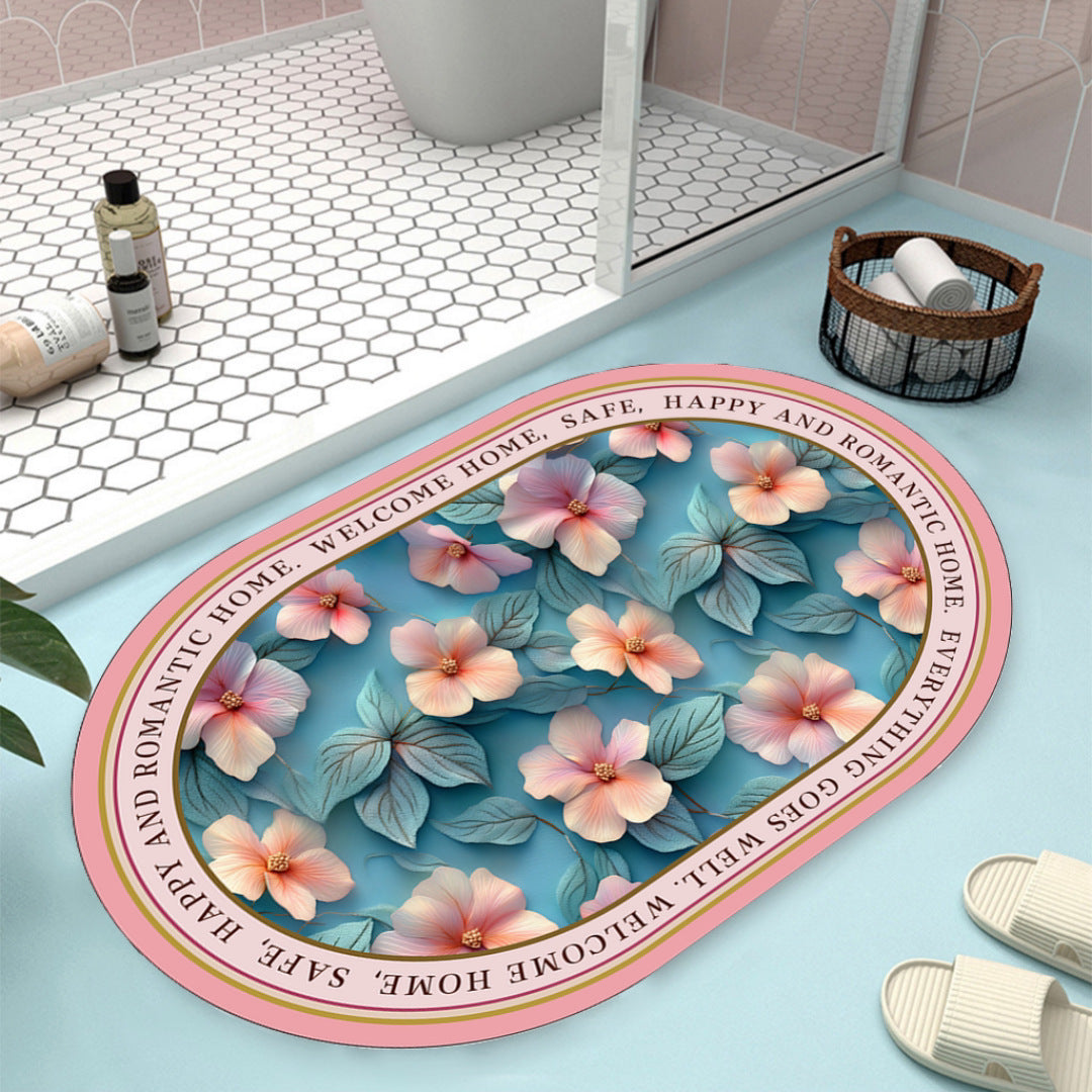 Floral Design Bath Mat Bowlift