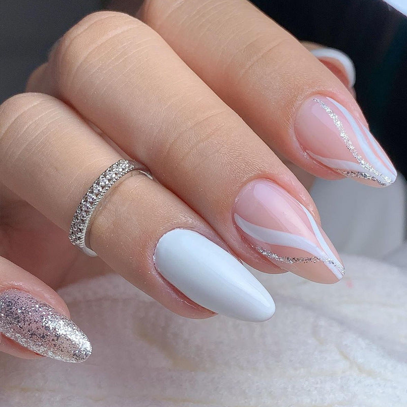 Elegant Geometric Design Press-On Nails Bowlift
