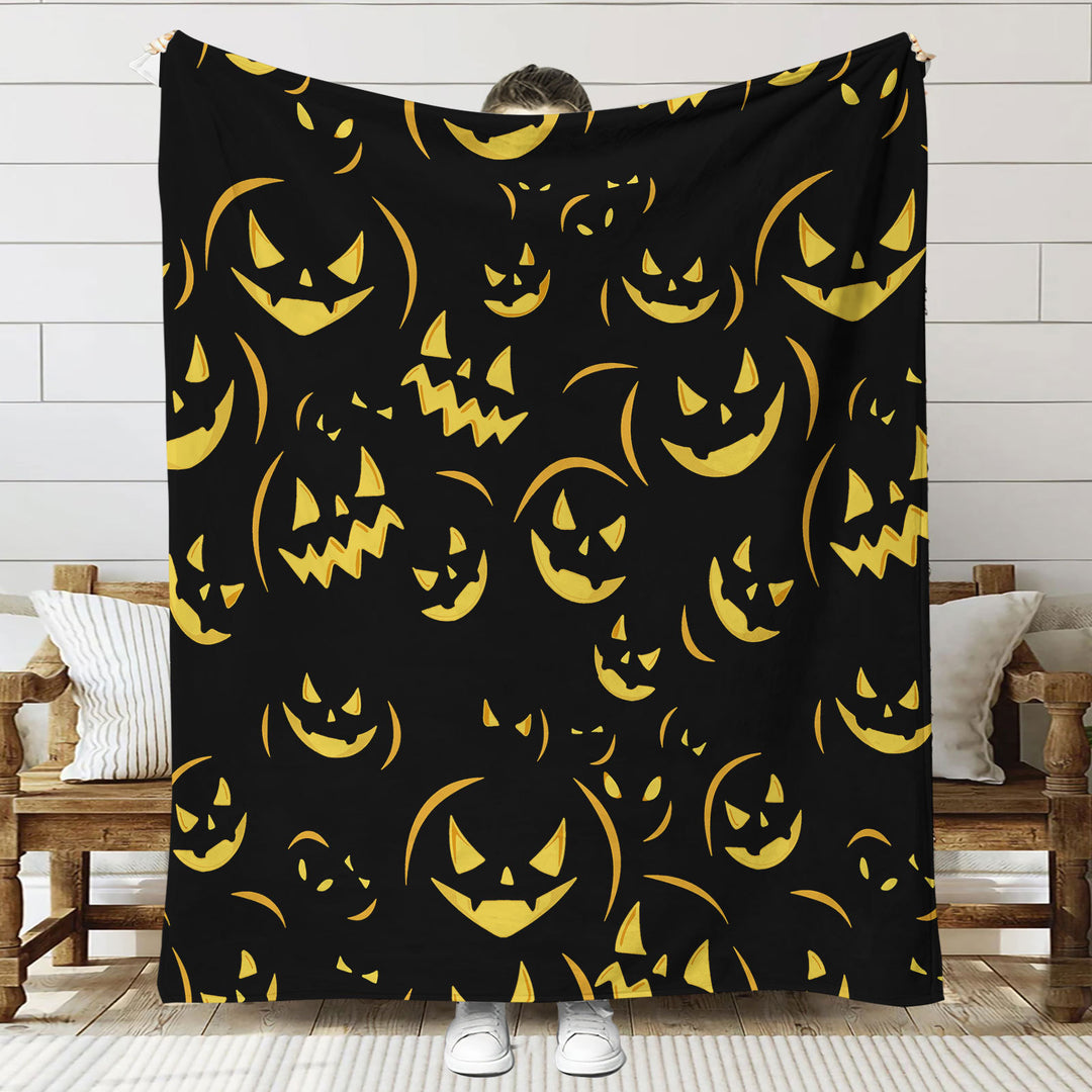Fun-Themed Halloween Plush Throw Blanket