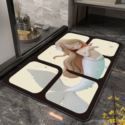 Mermaid-Themed Memory Foam Bath Mat Bowlift