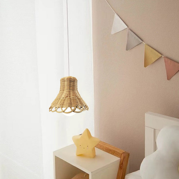 Handmade hanging lamp made of natural material Bowlift