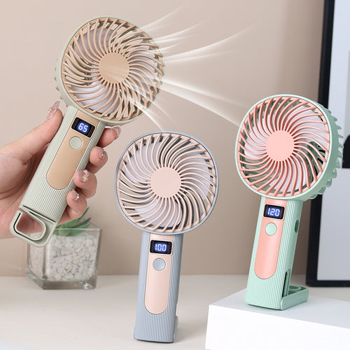 Unisex Handheld Rechargeable Digital Display Fan Bowlift