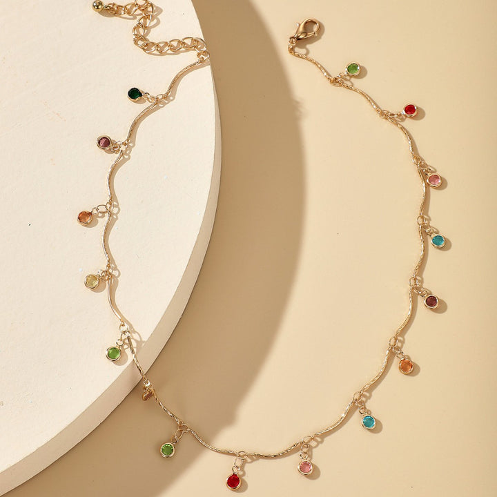 Gold-Plated Gemstone Charm Necklace Bowlift