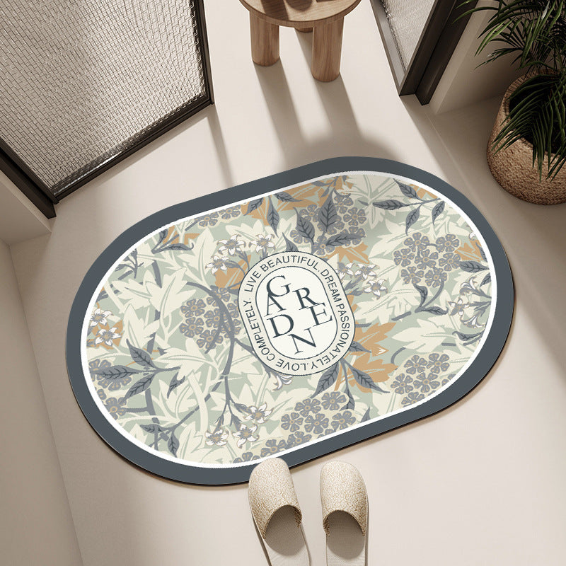 Oval Floral Bath Mat Bowlift
