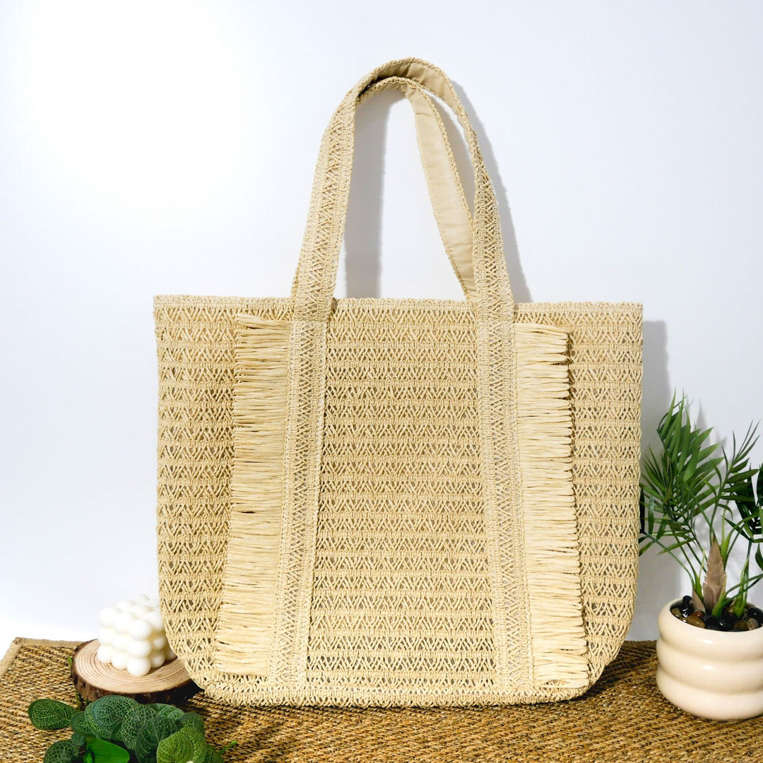 Large Raffia Bag in Natural Style Bowlift