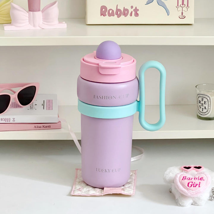 Ladies Multifunctional Insulated Bottle with Unique Lid Bowlift