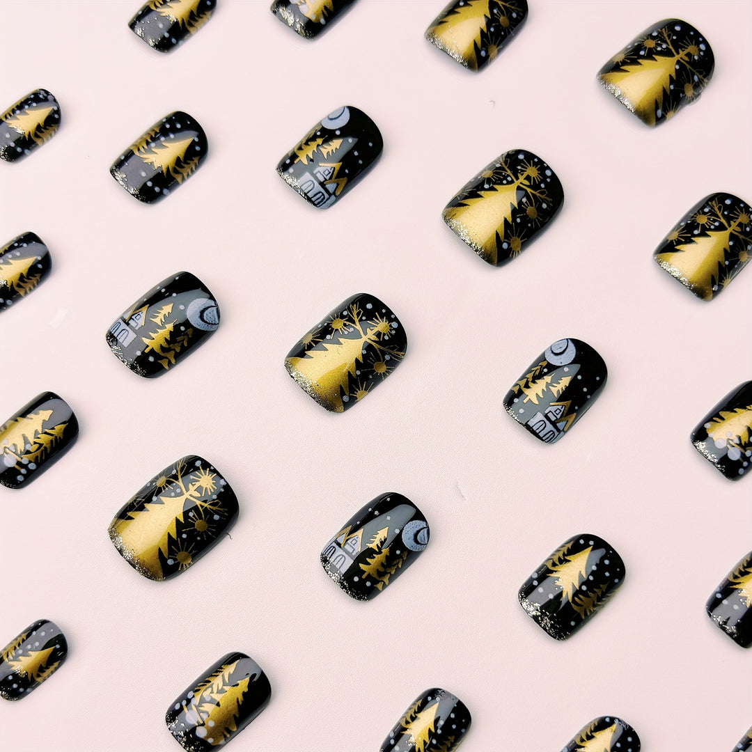 Festive Winter Pattern Nail Art Bowlift