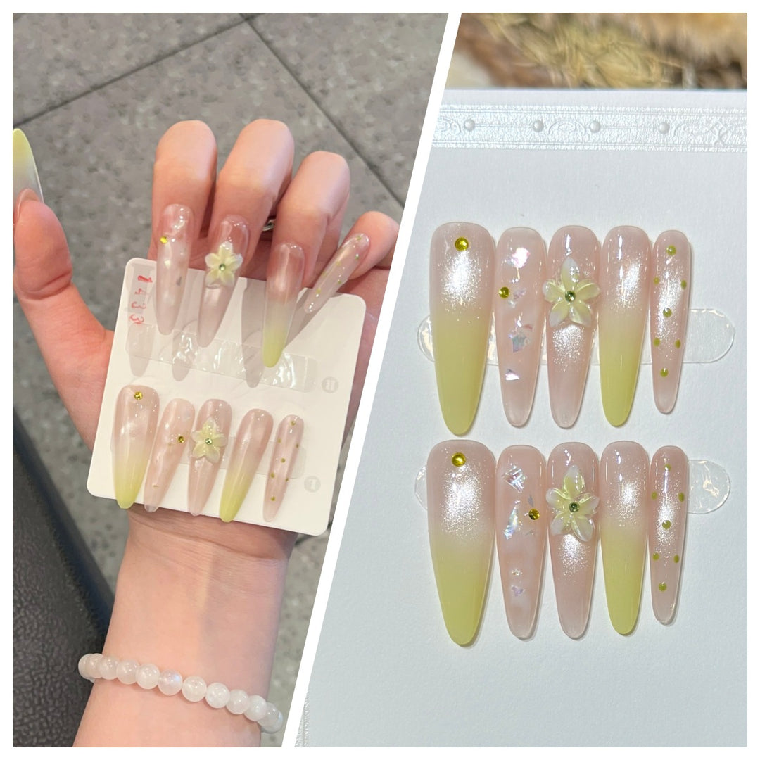 Artistic Stiletto Press-On Nail Set with Charming Patterns Bowlift