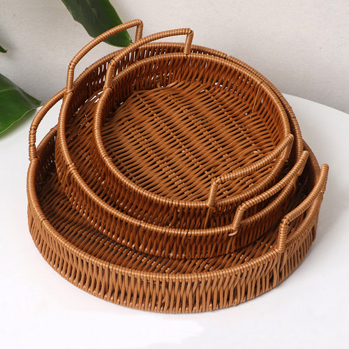 Round Wicker Serving Tray Bowlift