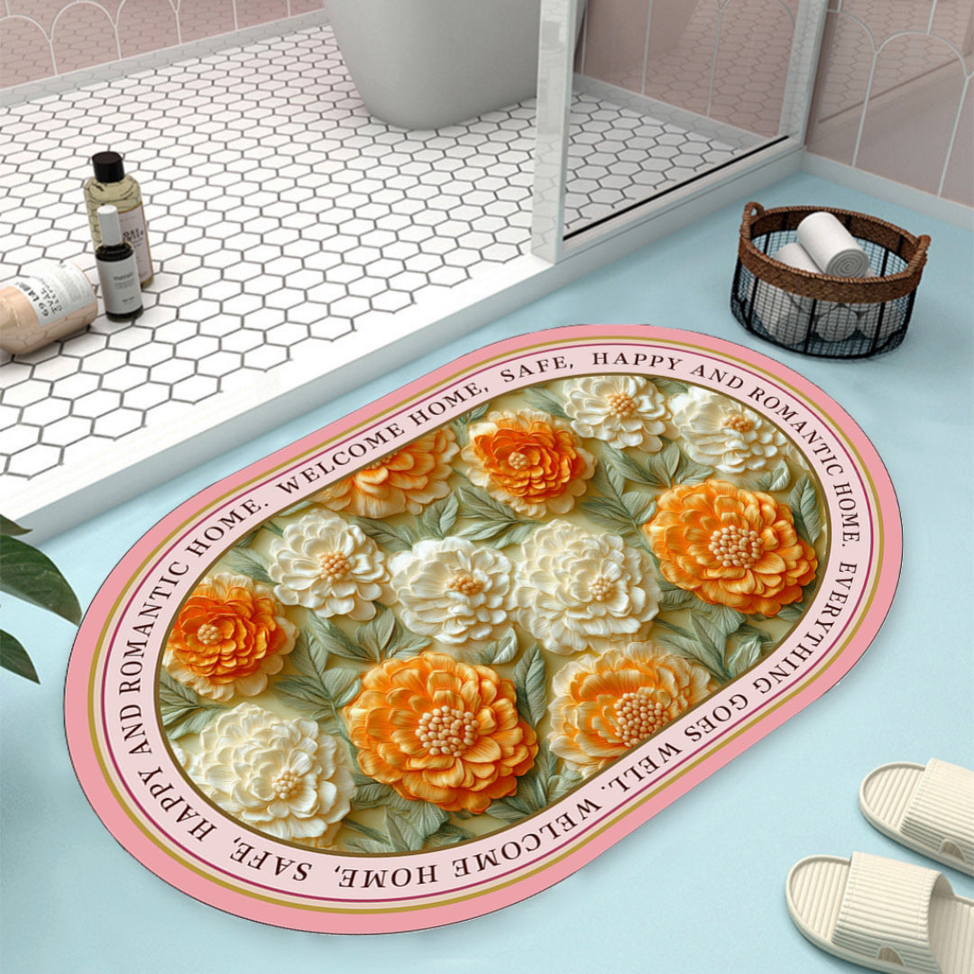 Floral Design Bath Mat Bowlift