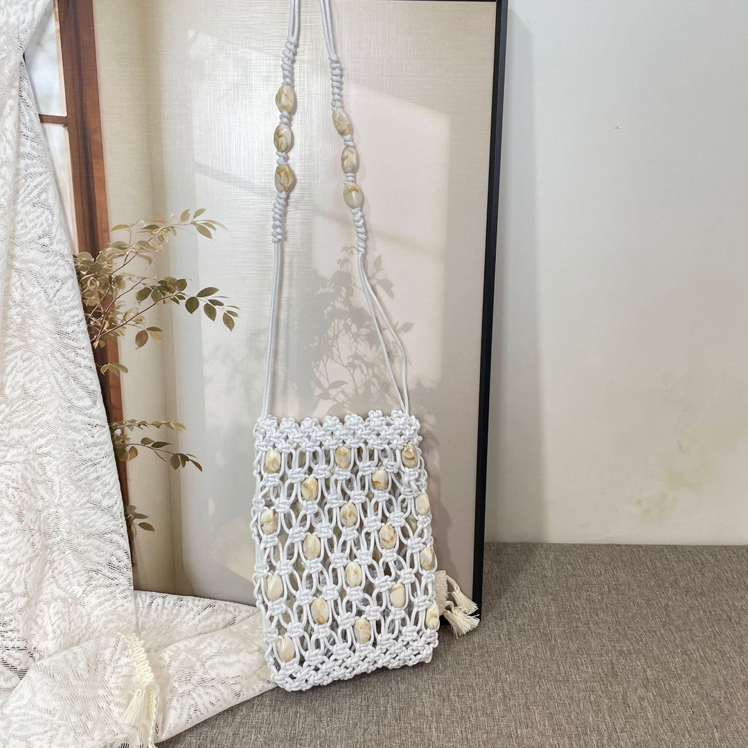 Hand-knotted shoulder bag with shells Bowlift