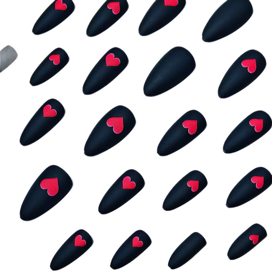 Heart-Embellished Matte Nail Art Bowlift
