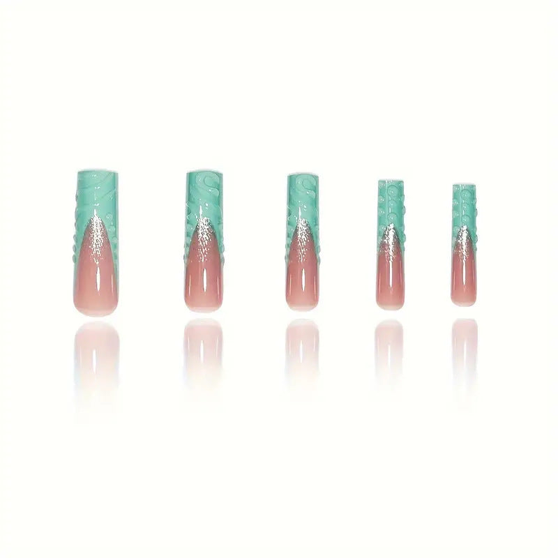 Artistic Wave-Pattern Press-On Nails Bowlift