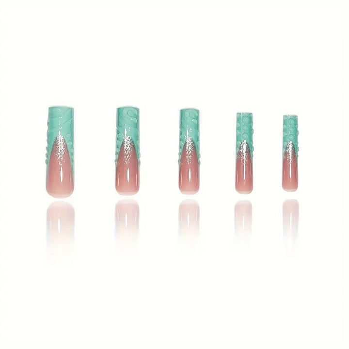 Artistic Wave-Pattern Press-On Nails Bowlift