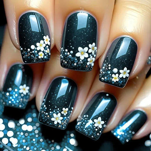 Artful Nail Tips with Flower Designs Bowlift