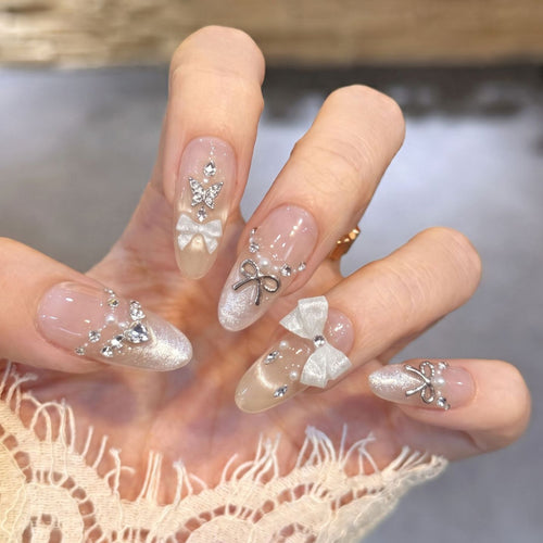 Glamorous Bow-Embellished Press-On Nail Art Set Bowlift