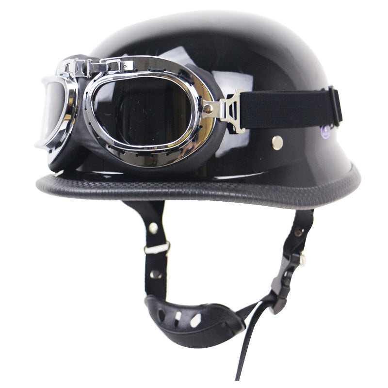Retro Half-Helmet Motorcycle Protection with Goggles Bowlift