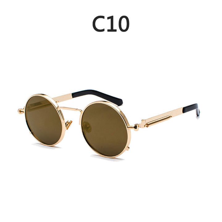 Ladies Round Metal Sunglasses with Mirrored Lenses Bowlift