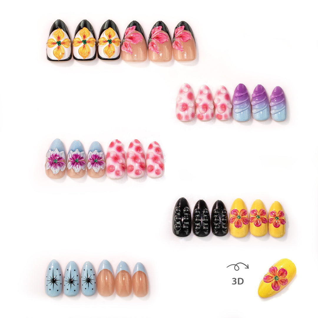 Artistic Floral-Designed Press-On Nail Collection