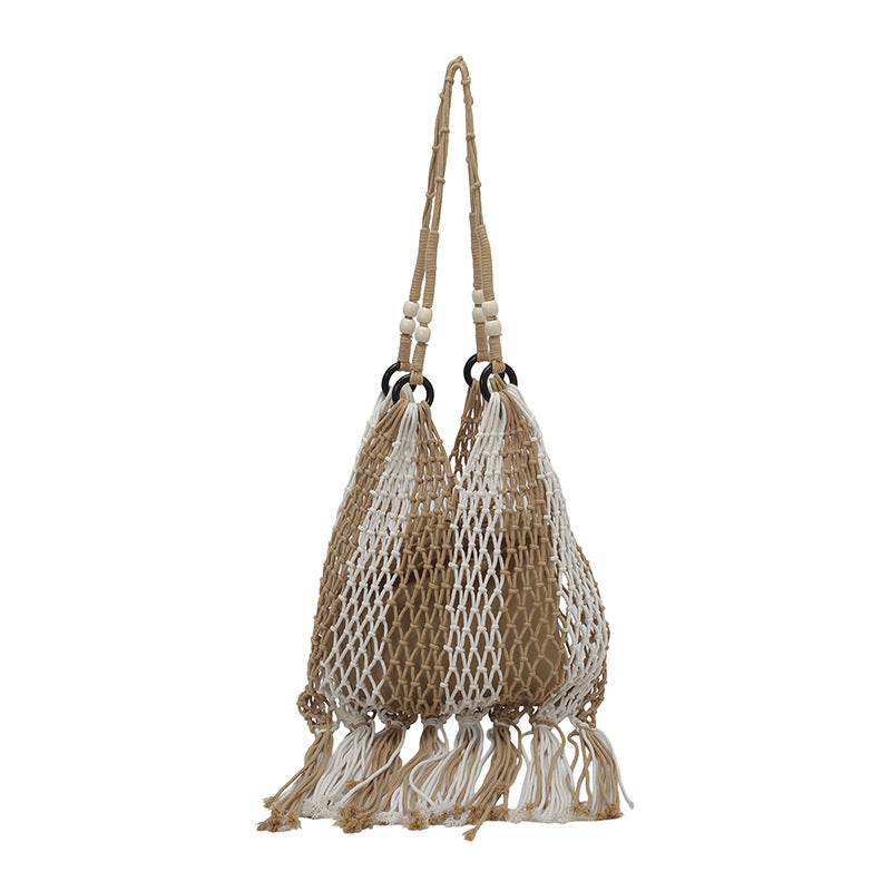 Macrame Tote Bag with Tassels Bowlift