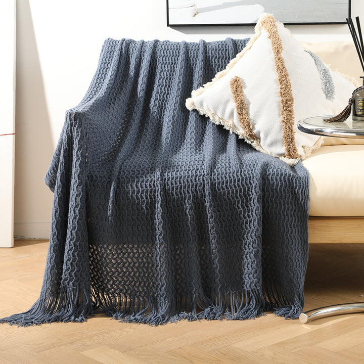 Women Luxurious Knit Blanket with Fringes Bowlift