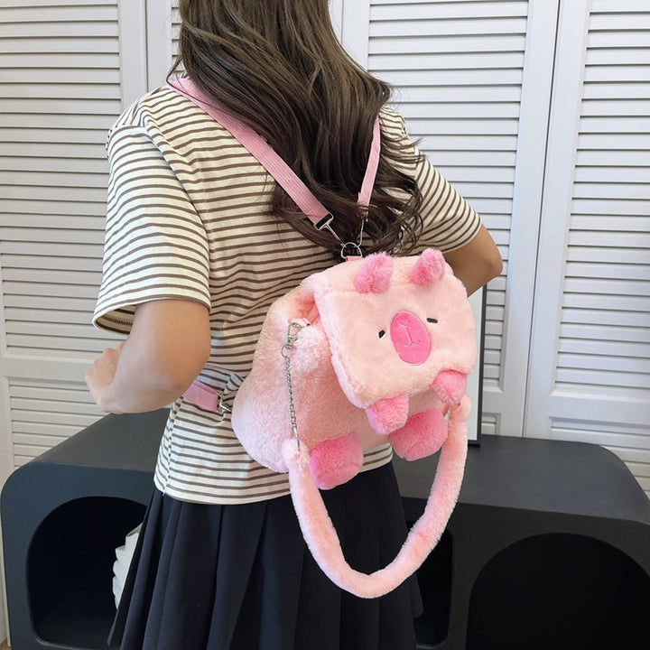 Plush shoulder bag with animal motif and shoulder strap Bowlift
