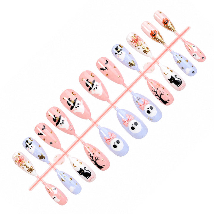 Halloween Artificial Nail Set with Creative, Spooky Designs Bowlift