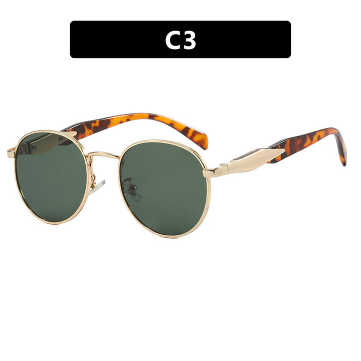Women's round sunglasses with elegant, golden frame and UV protection Bowlift