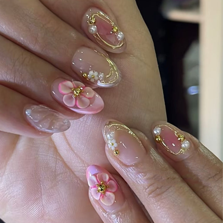 Floral Embellished Press-On Nail Art Set Bowlift