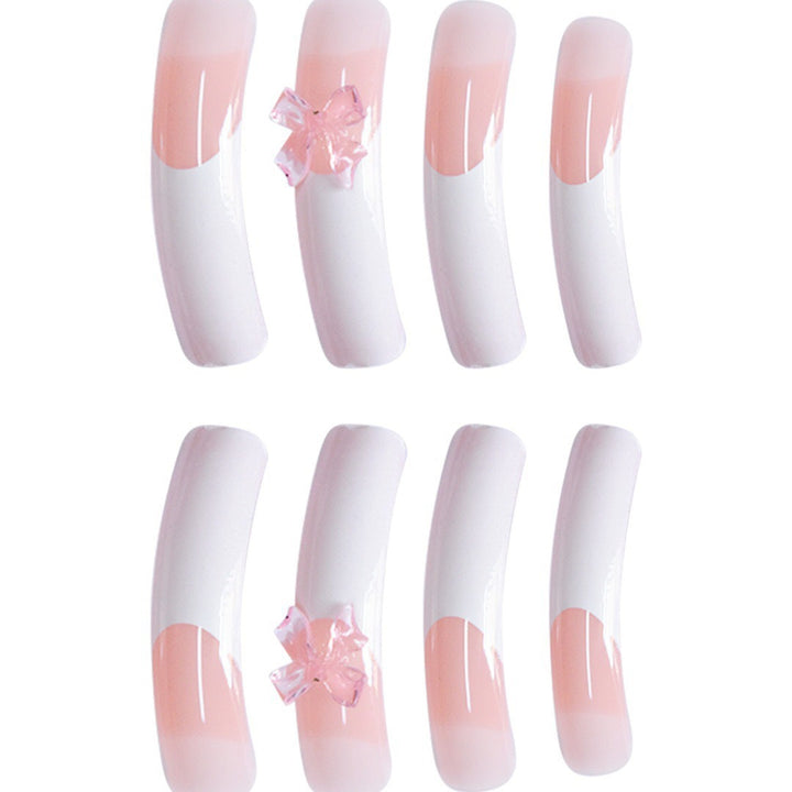 Elegant Bow-Embellished Acrylic Press-On Nails Bowlift