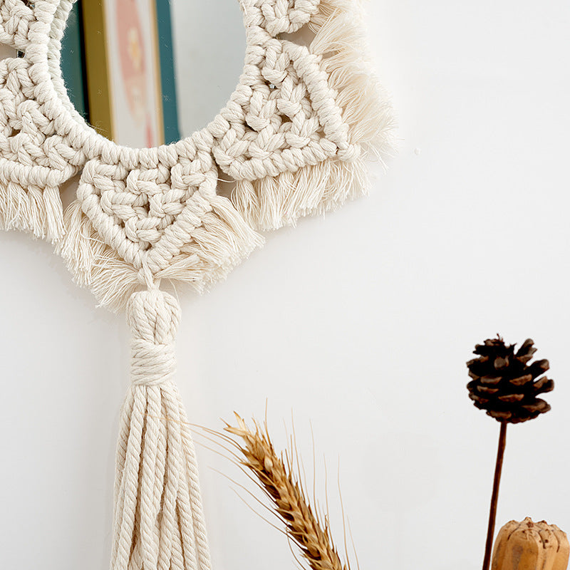 Macrame Star-Shaped Wall Mirror Bowlift