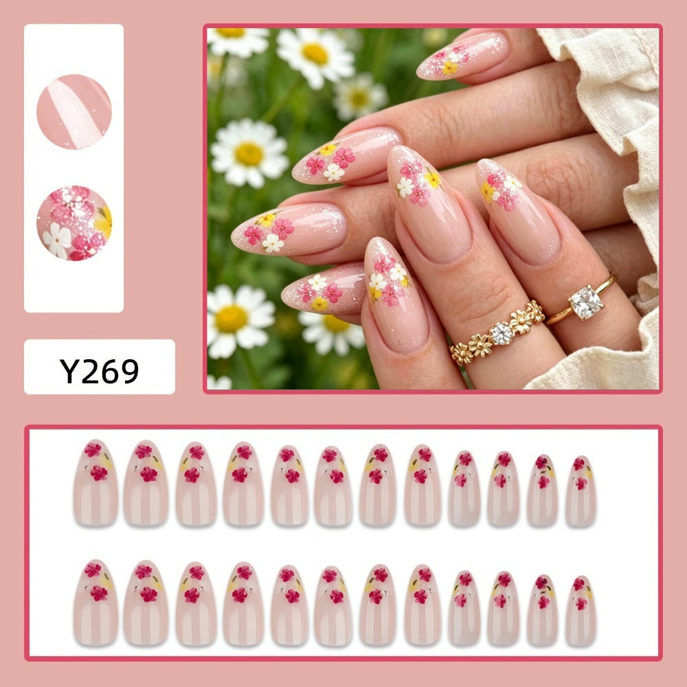 Elegant artificial nails with floral decorations Bowlift