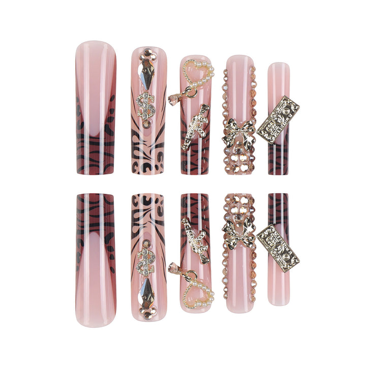 Glamorous Stiletto Press-On Nails with Decorative Accents Bowlift