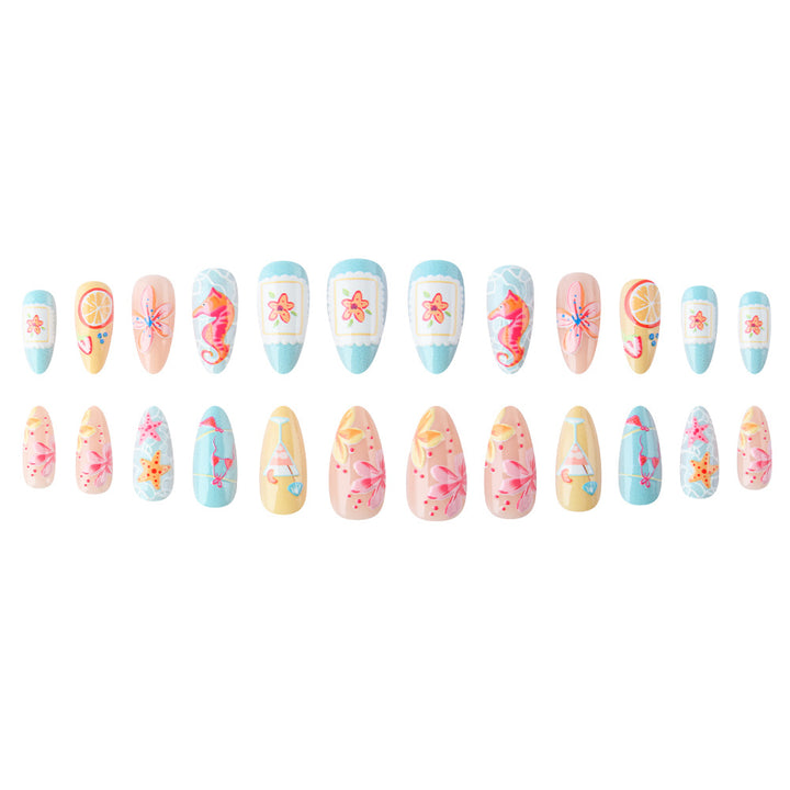 Artistic Tropical-Themed Press-On Nails Bowlift