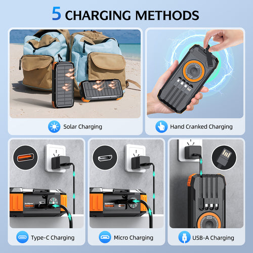 Wearable Solar Powerbank with Multifunctional Charging Cable Bowlift