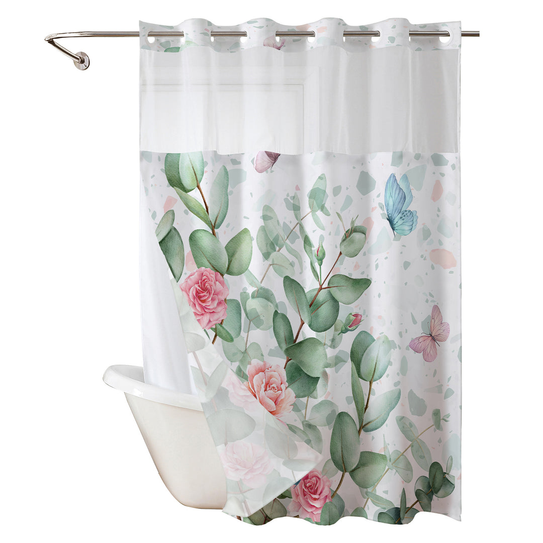 Botanical Floral Art Shower Curtain Bowlift