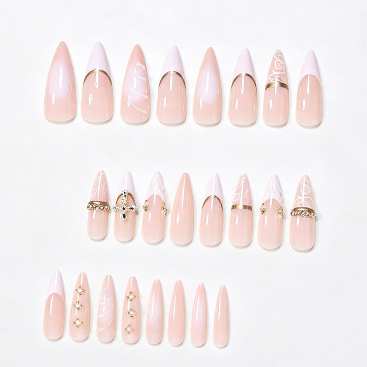 Elegant Stiletto Nail Art Tips with Embellishments Bowlift
