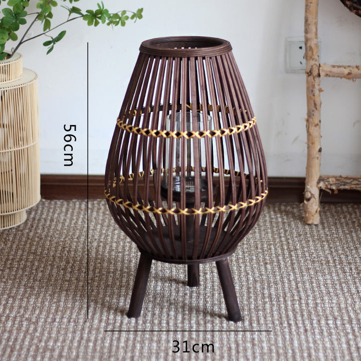 Stylish lantern made of rattan with wooden frame Bowlift