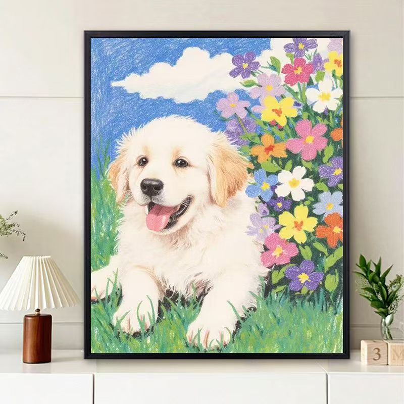 Cute Puppy Illustration Wall Art Bowlift